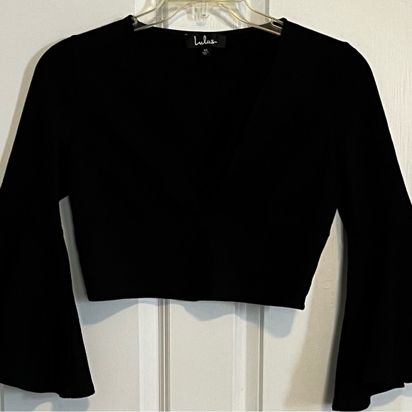 Lulus Well Played Black Long Sleeve Crop Top Size XL - Picture 9 of 10